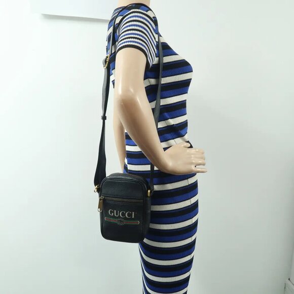 GUCCI Print Black Leather Shoulder Bag 801-012125 - Picture 12 of 12